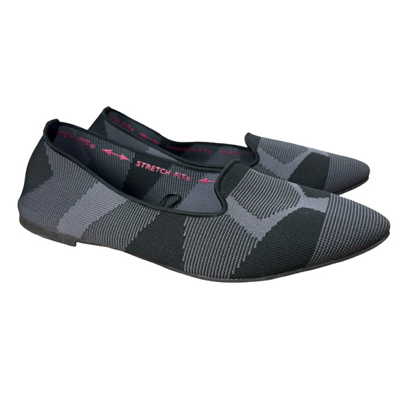 Skechers Shoes - Skechers Cleo Sherlock Geo-Knit Fabric Slip On Flats Shoes Gray Black sz 7.5